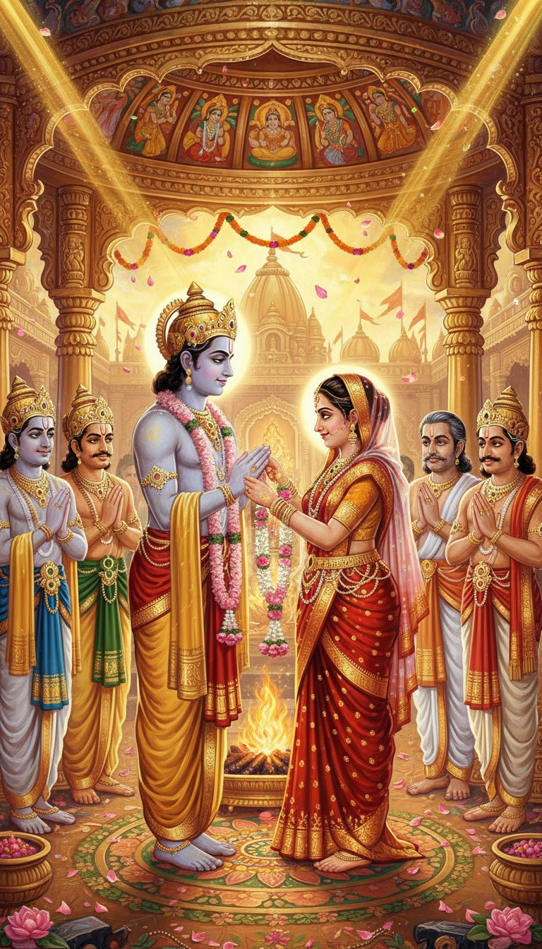 Ram Sita Vivaah Painting | Royal Ayodhya Wedding Art