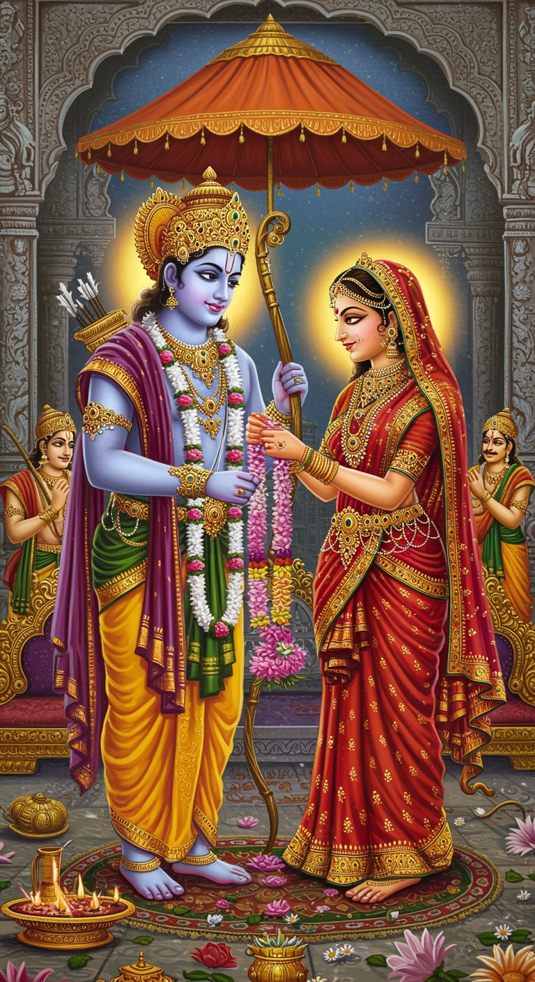 Ram Sita Vivaah Painting | Divine Wedding of Ayodhya Art